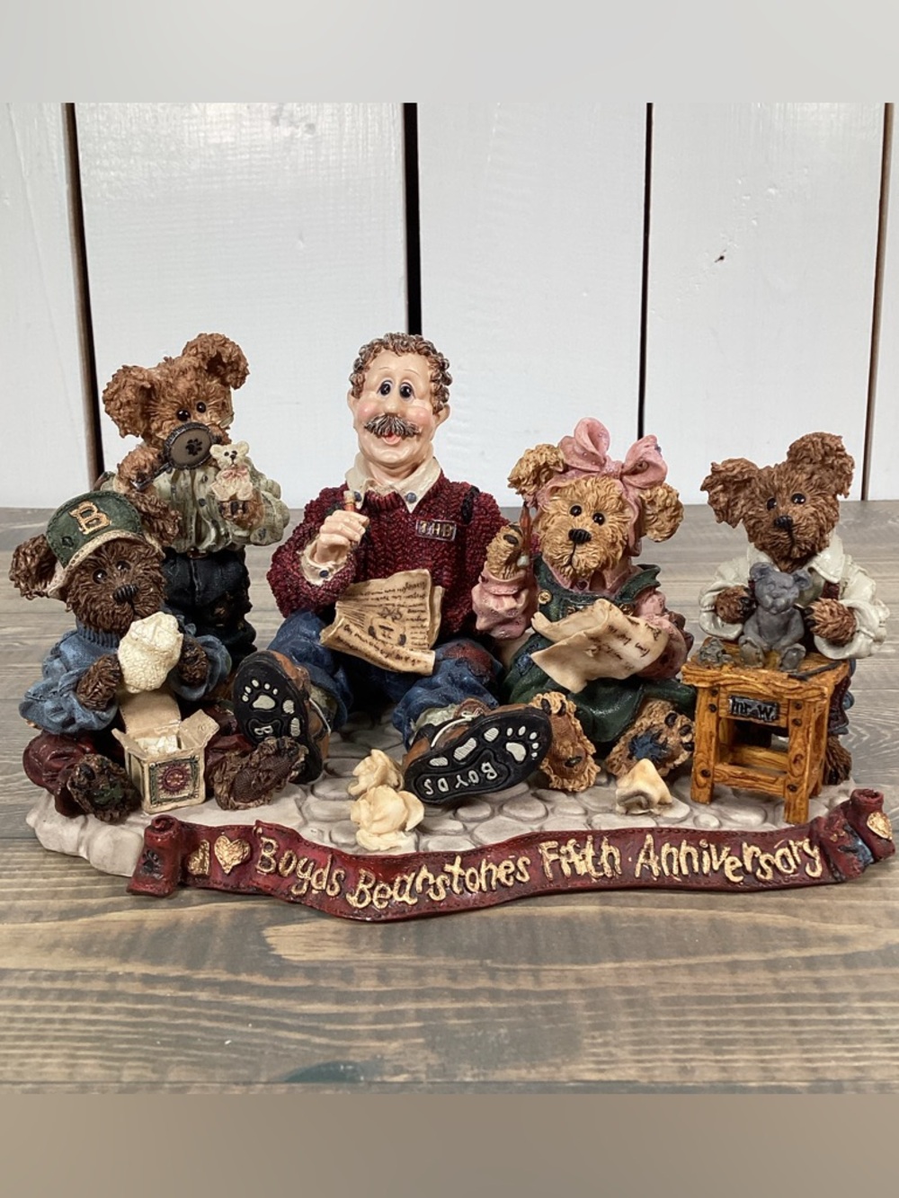 1998 Boyds Bears Figurine Style #227803 Bearstones Fifth Anniversary #2858